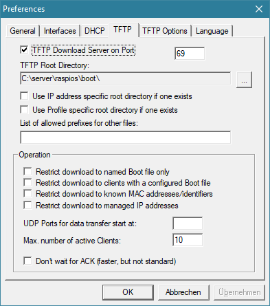 dhcp tftp configuration